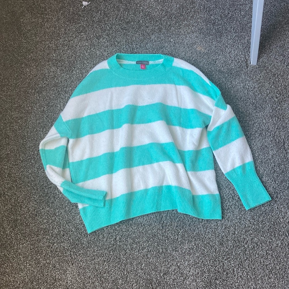 Blue and white striped Vince Camuto sweater size small gently used